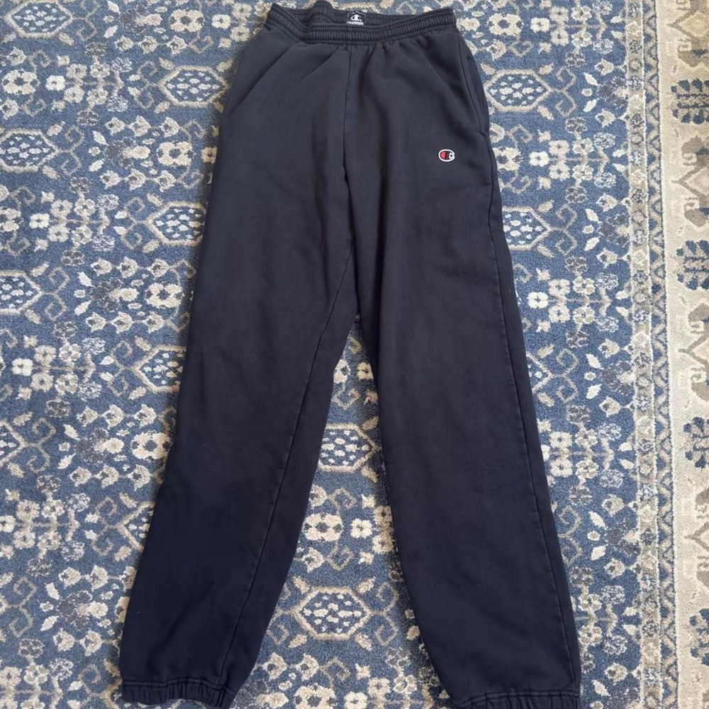 Champion Black Fleece C Logo Drawstring Sweatpants Athletic Loungewear Joggers S